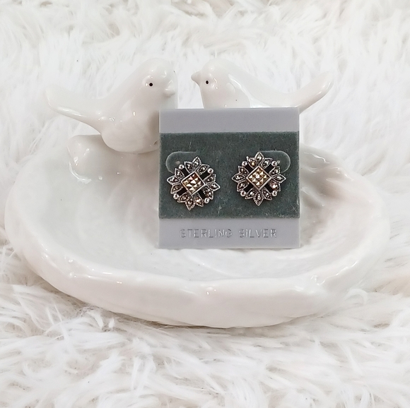 Sterling Silver Cluster Earrings - Picture 7 of 8